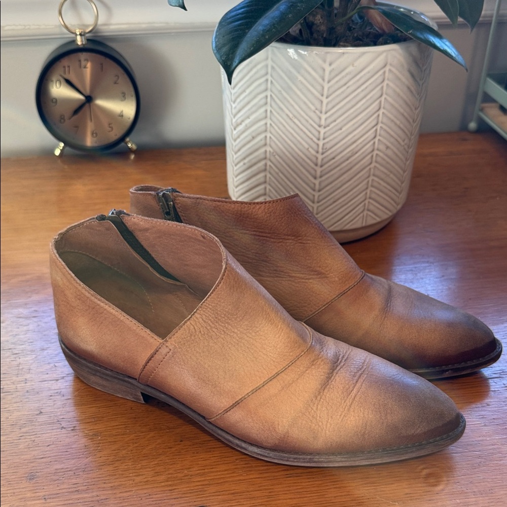 Leather Ankle Booties in Brown - Classic Women's Booties